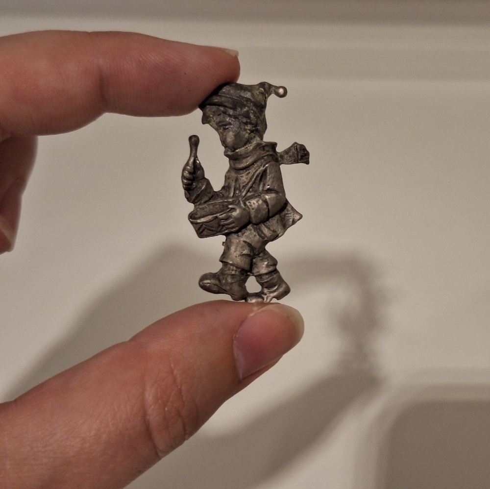 Vintage Pewter Drummer Brooch